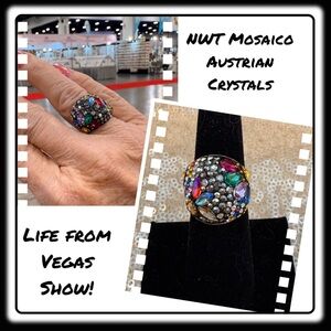 NWT Gorgeous Austrian Crystal / 925 Silver Size 8m6.5+ ring from Mosaico